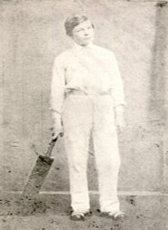 Photograph of Arthur Conan Doyle dressed for cricket at Stonyhurst, 1873
