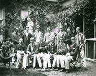 Photograph of Arthur Conan Doyle with the cricket team which toured Holland, 1891